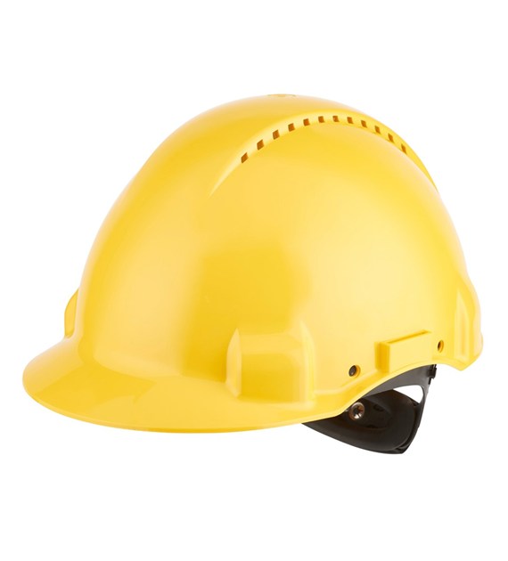 Kask ochronny G3000 wskaźnik Uvicator regulacja śrubowa wentylowany opaska przeciwpotna z tworzywa sztucznego żółty G3000NUV-GU - 3M