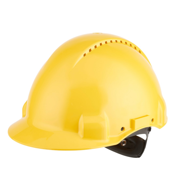 Kask ochronny G3000 wskaźnik Uvicator regulacja śrubowa wentylowany opaska przeciwpotna z tworzywa sztucznego żółty G3000NUV-GU - 3M