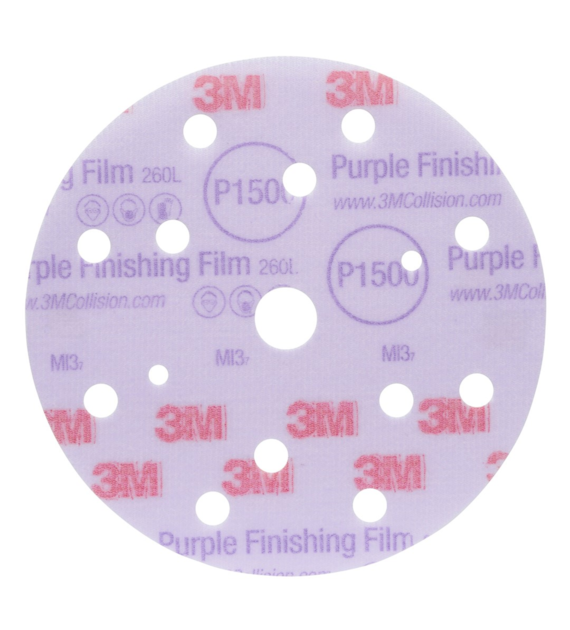 Krążek na rzep Hookit 260L na podkładzie foliowym 150mm 15 otworów P1500 - 3M