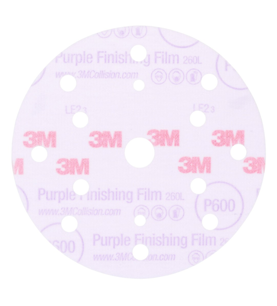 Krążek na rzep Hookit 260L na podkładzie foliowym 150mm 15 otworów P600 - 3M