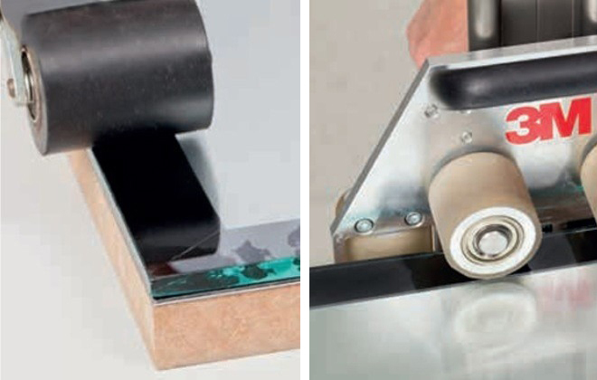 dociskanie przekładki przy klejeniu taśmy vhb 3m