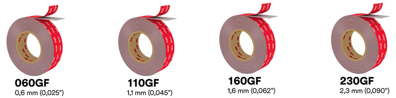 Dobór taśmy VHB MAX według grubości