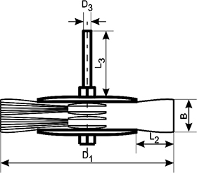 Szczotka tarczowa z trzpieniem - wymiary